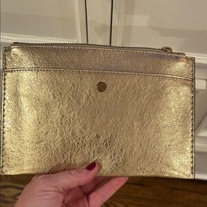 Gold Leather Clutch - J. Crew